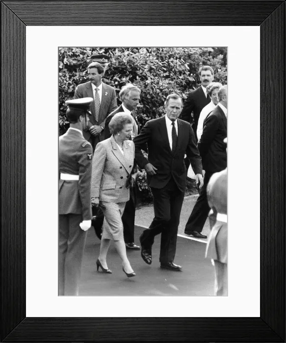 Framed Print : President of the United States George Bush and British Prime Minister Margaret Thatcher
