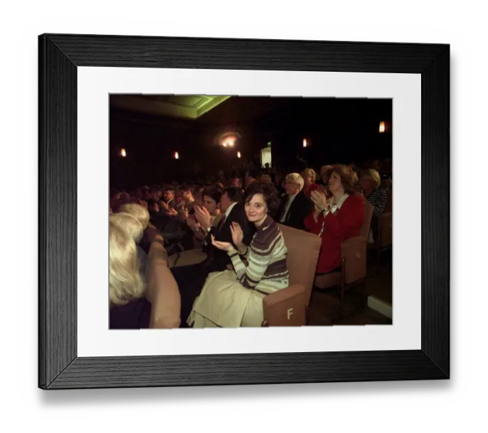 Framed Print : Cherie Blair wife of Labour leader Tony Blair applauds during his speech today Framed Print : Cherie Blair wife of Labour leader Tony Blair applauds during his speech today