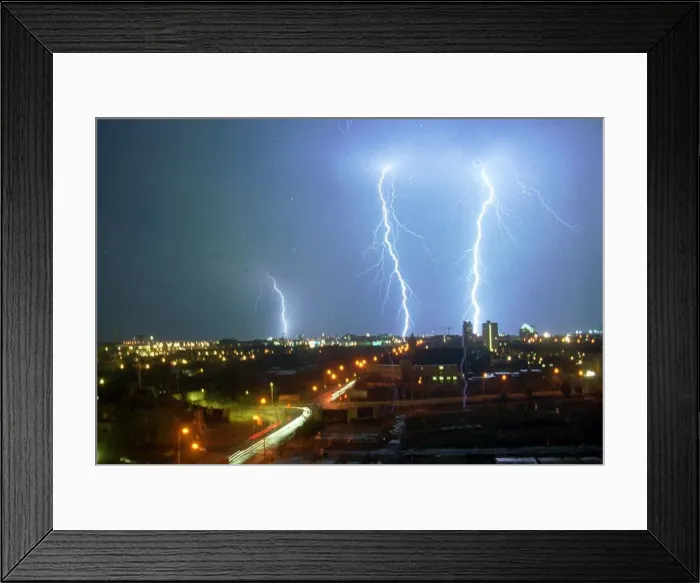 Framed Print : View of Cardiff Bay during a thunder storm