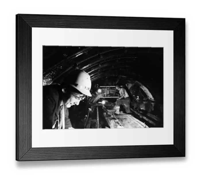 Framed Print : The Victoria Line under construction - July 1965 Men at work in the underground