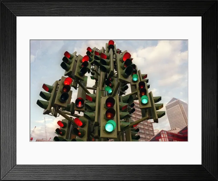 Framed Print : Light Sculpture by Pierre Vivant Artist December 1998 in the Docklands London with