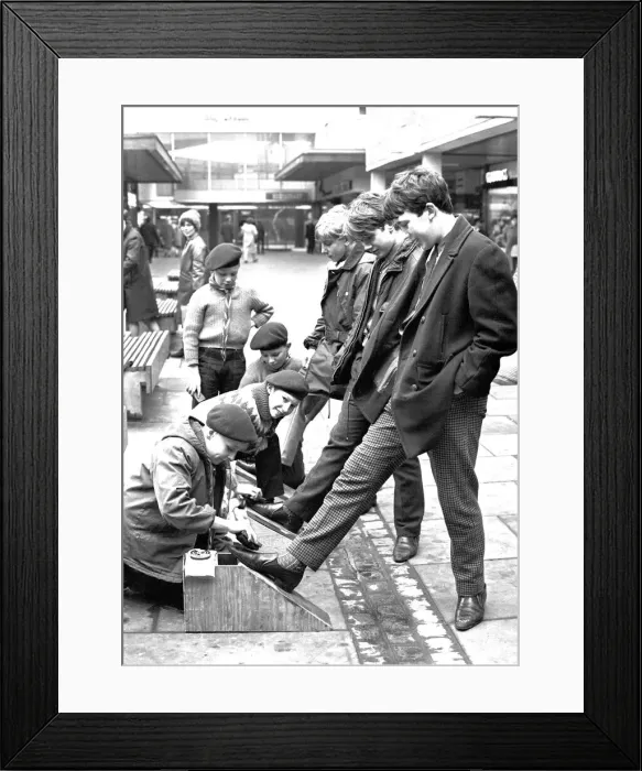 Framed Print : Boys from the Coventry (Whitmore Park) 41st Scouts shoe-shining in Shelton Square Framed Print : Boys from the Coventry (Whitmore Park) 41st Scouts shoe-shining in Shelton Square