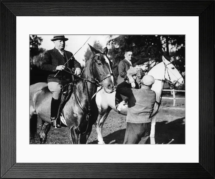Framed Print : Benito Mussolini former Italian Presidential dictatro taking his morning ride