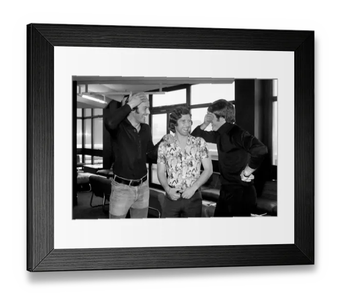 Framed Print : Footballers: Terry Mancini, Alan Ball, Emlyn Hughes. February 1975 75-00633-001