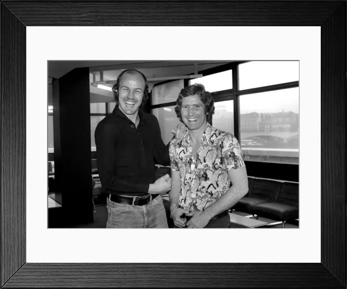 Framed Print : Footballers: Terry Mancini, Alan Ball, Emlyn Hughes. February 1975 75-00633 Framed Print : Footballers: Terry Mancini, Alan Ball, Emlyn Hughes. February 1975 75-00633