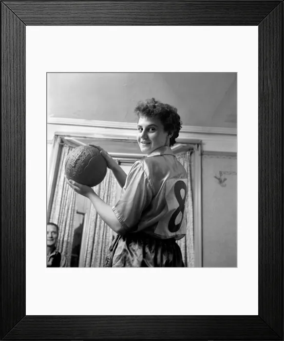 Framed Print : Girl soccer player Margaret Parkes. 1956 A509-006 Framed Print : Girl soccer player Margaret Parkes. 1956 A509-006