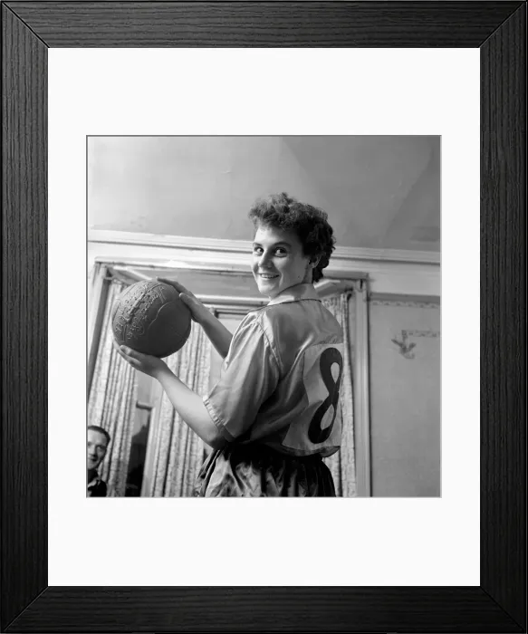 Framed Print : Girl soccer player Margaret Parkes. 1956 A509-005 Framed Print : Girl soccer player Margaret Parkes. 1956 A509-005