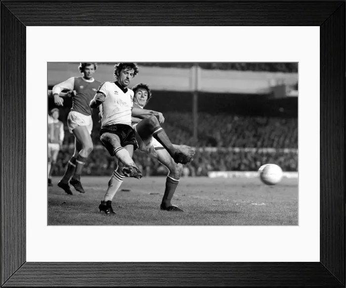 Framed Print : Arsenal (1) v. Ipswich (1). John Wark clears from Frank Stapleton Framed Print : Arsenal (1) v. Ipswich (1). John Wark clears from Frank Stapleton