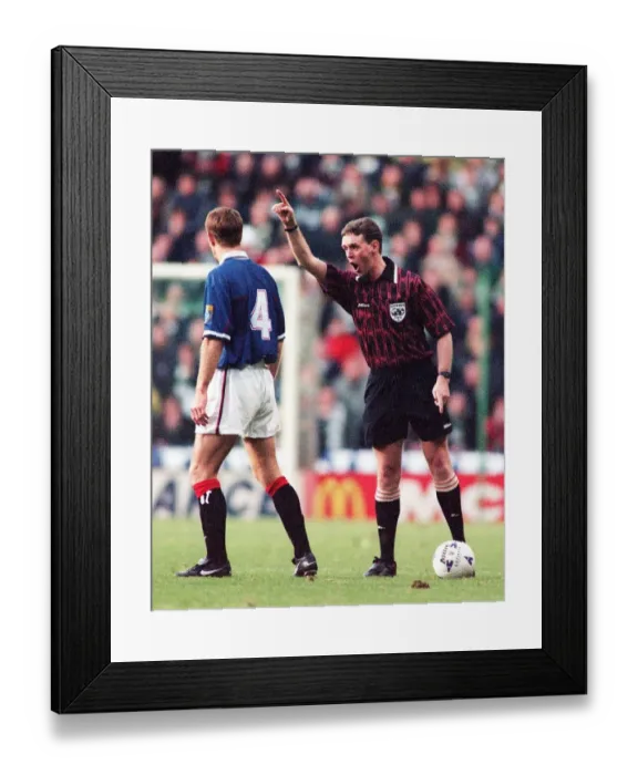 Framed Print : Ref Hugh Dallas during Celtic Rangers match January 1998
