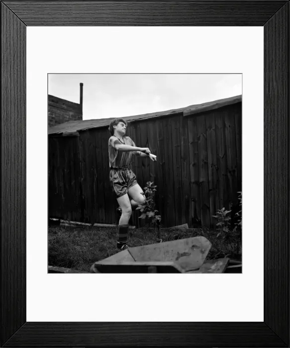 Framed Print : Girl soccer player Margaret Parkes. 1956 A509-002