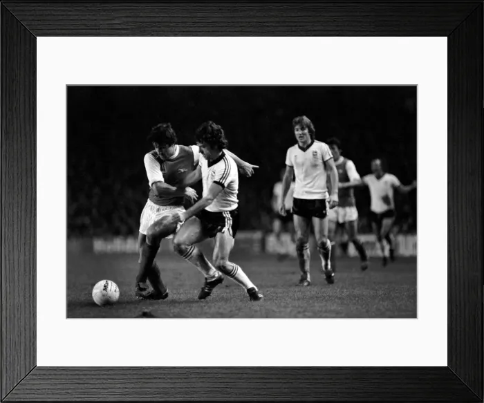 Framed Print : Arsenal (1) v. Ipswich (1). Brian Talbot (left) holds off John Wark Framed Print : Arsenal (1) v. Ipswich (1). Brian Talbot (left) holds off John Wark