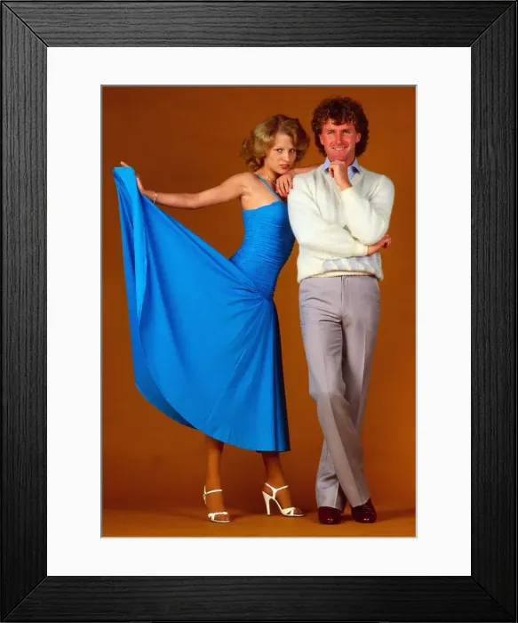 Framed Print : Davie Provan modelling clothes with Cindy October 1981