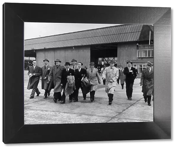 Manchester United leave Ringway Airport, Manchester for their European Cup Semi Final