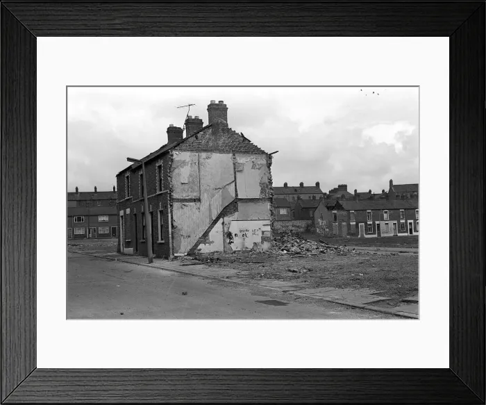 Framed Print : Residents Claim Of Housing Executive Conspiracy April 1980 An isolated block of Framed Print : Residents Claim Of Housing Executive Conspiracy April 1980 An isolated block of