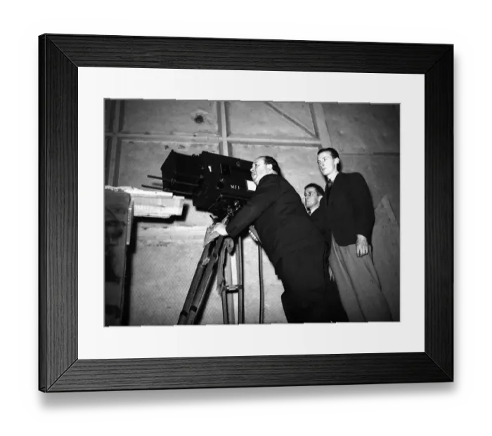 Framed Print : Alfred Hitchcock on the set of his 1939 film Jamacia Inn at the Associated British