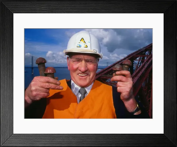Framed Print : Alex White with rivets from the bridge September 1987 Framed Print : Alex White with rivets from the bridge September 1987