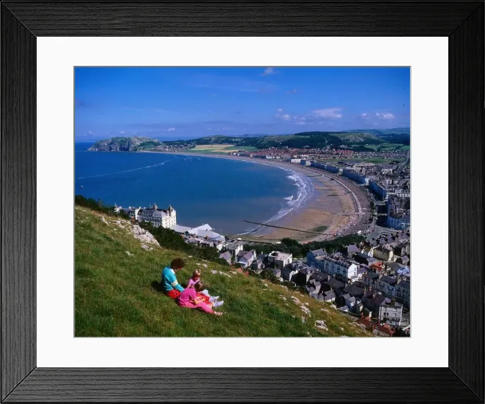 Framed Print : Llandudno Wales June 1993 view from hillside of beach and sea