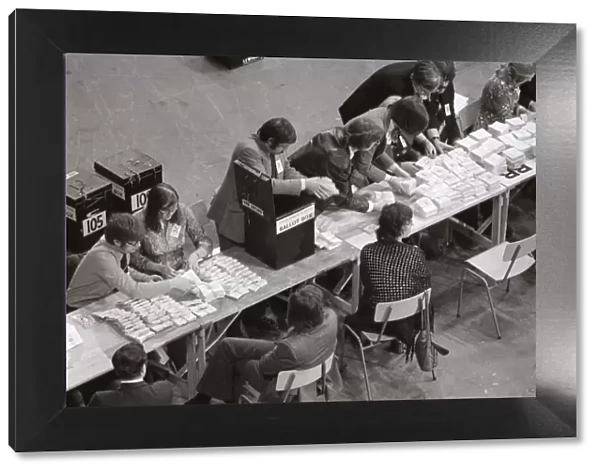 Ballot papers are sorted in Earls Court, London where the count for the EEC Referendum