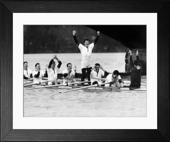 Framed Print : Oxford team celebrate their victory over Cambridge in the Boat Race raallensc