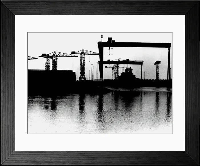 Framed Print : The Doomed Belfast Shipyard Sun sets over the doomed Belfast yard as its future is