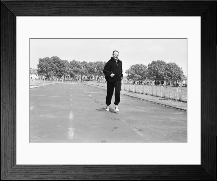 Framed Print : England and Fulham full-back George Cohen in training. He played in the 1966 World Cup Framed Print : England and Fulham full-back George Cohen in training. He played in the 1966 World Cup