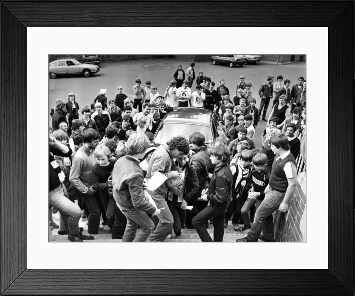 Framed Print : Newcastle United footballer Kevin Keegan is greeted by jubilant Newcastle fans at St Framed Print : Newcastle United footballer Kevin Keegan is greeted by jubilant Newcastle fans at St
