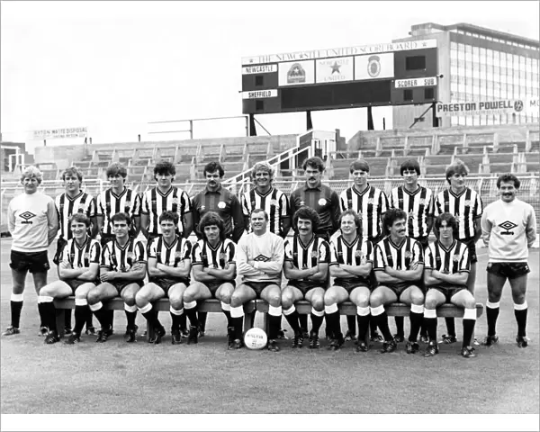 The 1983 - 1984 Newcastle United Team Group Squad photo featuring manager Arthur Cox