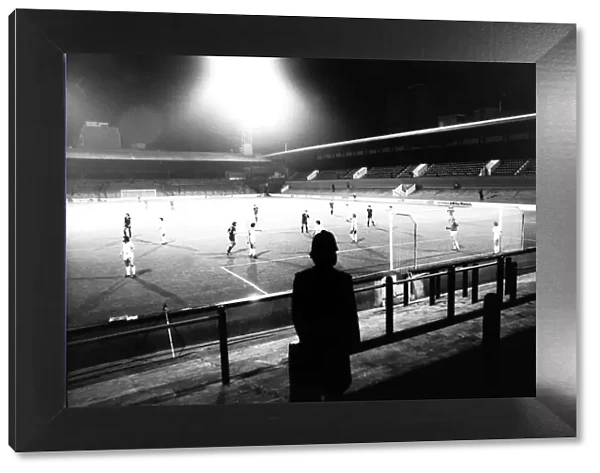 A lone policeman watches from the Upton Park terraces when West Ham played Castilla on a