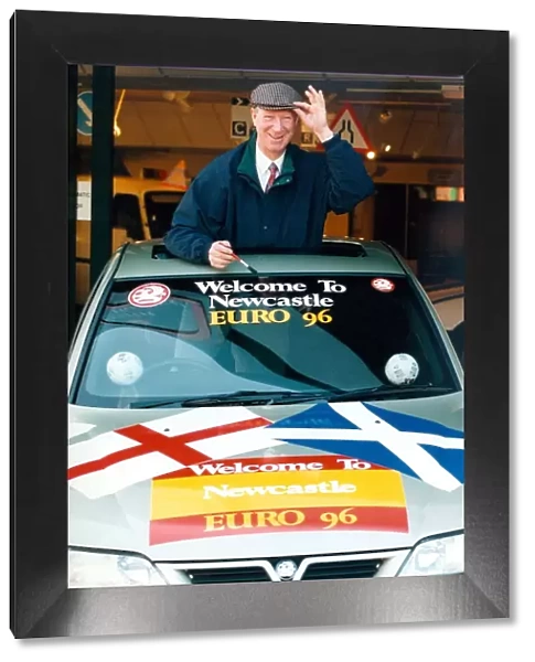 Jack Charlton with the Euro 96 car at Bristol Street Motors in February 1996