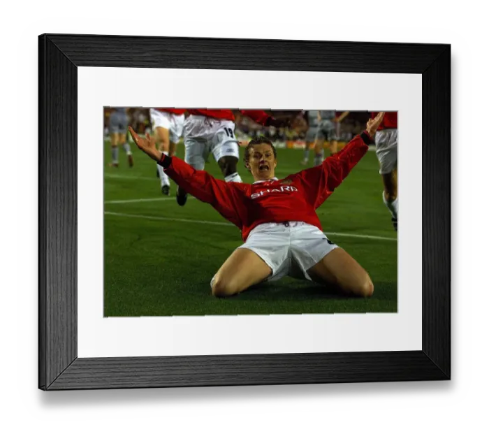 Framed Print : Manchester Uniteds May 1999 Ole Gunner Solskjaer (C Framed Print : Manchester Uniteds May 1999 Ole Gunner Solskjaer (C