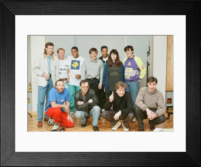 Framed Print : England World Cup Squad in the recording studio after joining music group New Order to Framed Print : England World Cup Squad in the recording studio after joining music group New Order to