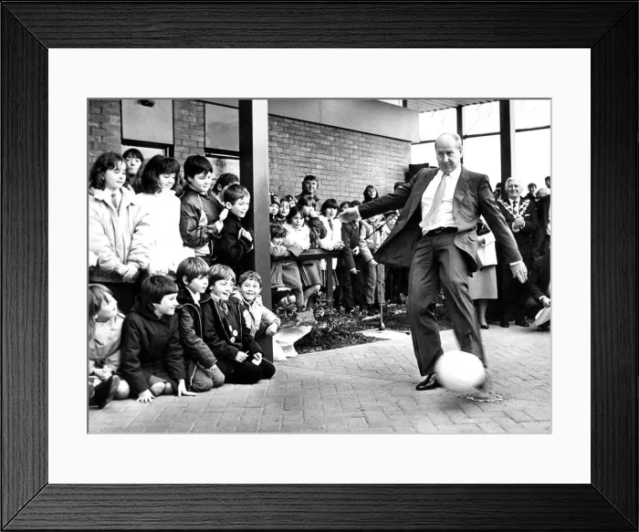 Framed Print : Soccer legend Bobby Charlton returned to the North East to kick off a spectacular opening Framed Print : Soccer legend Bobby Charlton returned to the North East to kick off a spectacular opening