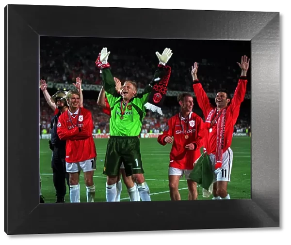 Manchester Uniteds Peter Schmeichel May 1999 Ryan Giggs David Beckham