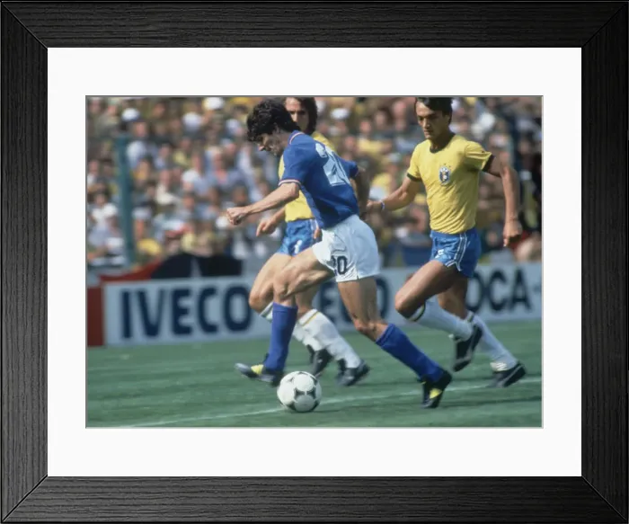 Framed Print : 1982 World Cup Second Round Group C match in Barcelona, Spain. Italy 3 v Brazil 2