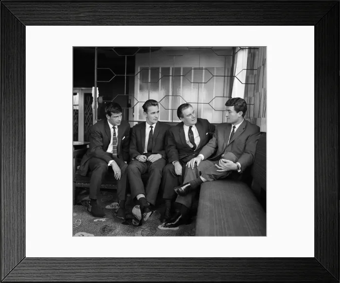 Framed Print : Sunderland footballers Stan Anderson, Brian Clough, Eddie Waring and Charlie Hurley Framed Print : Sunderland footballers Stan Anderson, Brian Clough, Eddie Waring and Charlie Hurley