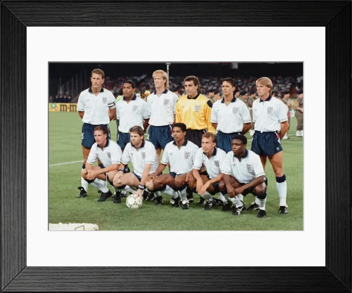 Framed Print : 1990 World Cup Quarter Final match in Naples, Italy. England 3 v Cameroon 2 after Framed Print : 1990 World Cup Quarter Final match in Naples, Italy. England 3 v Cameroon 2 after