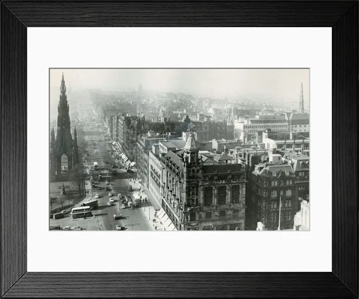 Framed Print : Edinburgh Aerial of Princes Street and Scott Monument 1963