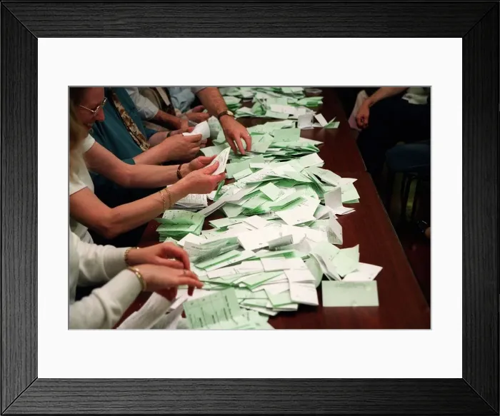 Framed Print : General Election Ballot count Hertsmere May 1997