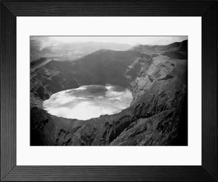 Framed Print : Lake in the crater of the volcano on Mount Soufriere in St Framed Print : Lake in the crater of the volcano on Mount Soufriere in St