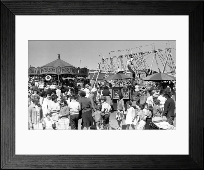 Framed Print : Crowd scenes at the fair On Coventrys Hearsall Common. 3rd June 1963 Framed Print : Crowd scenes at the fair On Coventrys Hearsall Common. 3rd June 1963