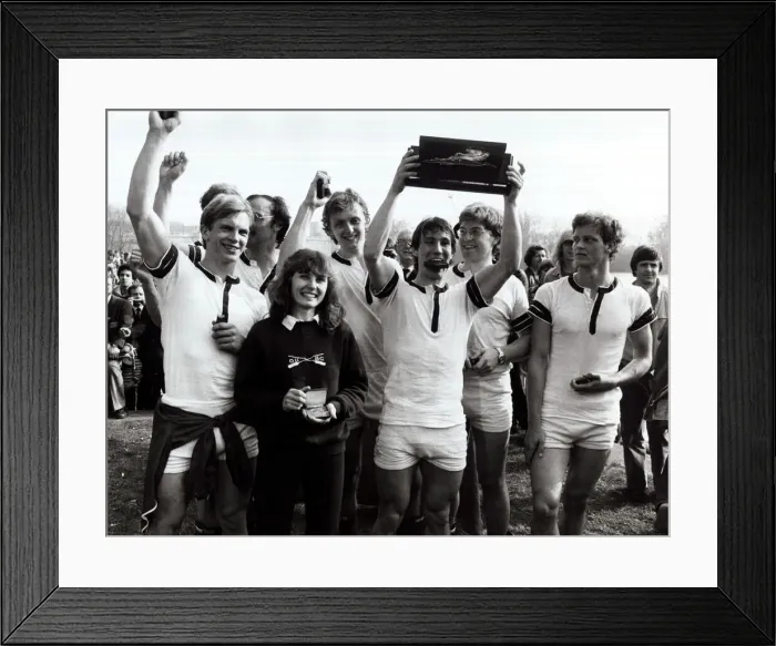 Framed Print : Oxford v Cambridge Boat Race - 1982 Oxford celebrate winning the race Framed Print : Oxford v Cambridge Boat Race - 1982 Oxford celebrate winning the race