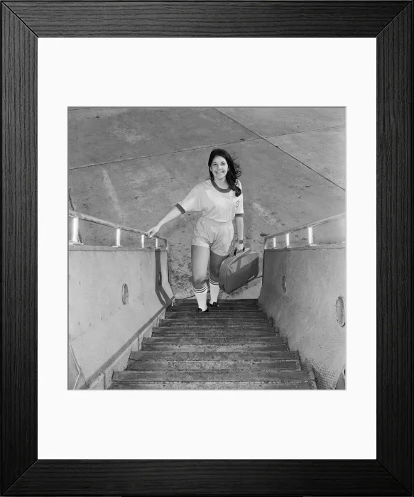 Framed Print : 1970 World Cup Finals in Mexico. Nineteen year old Michelle Tawil wearing