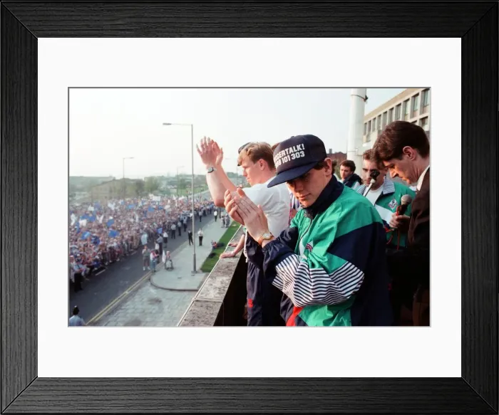 Framed Print : Littlewoods Cup. Oldham Athletic homecoming. 30th April 1990 Framed Print : Littlewoods Cup. Oldham Athletic homecoming. 30th April 1990