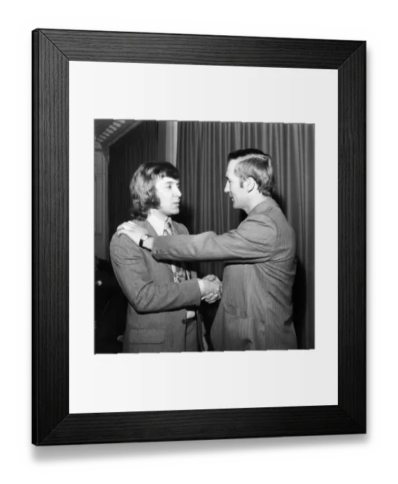 Framed Print : Stoke City players after winning the League Cup: Mike Bernard is congratulated by captain