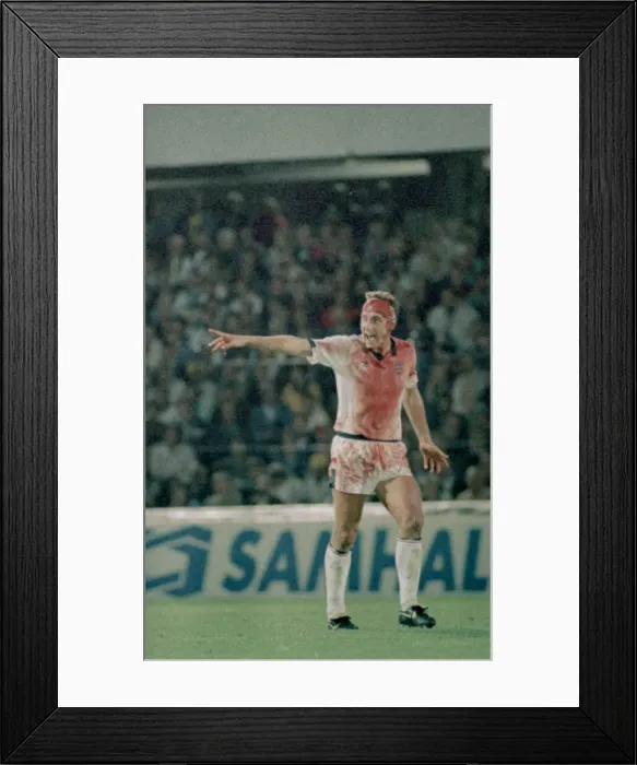 Framed Print : 6 September 1989, Sweden v England. Terry Butcher seen here organising the defence Framed Print : 6 September 1989, Sweden v England. Terry Butcher seen here organising the defence
