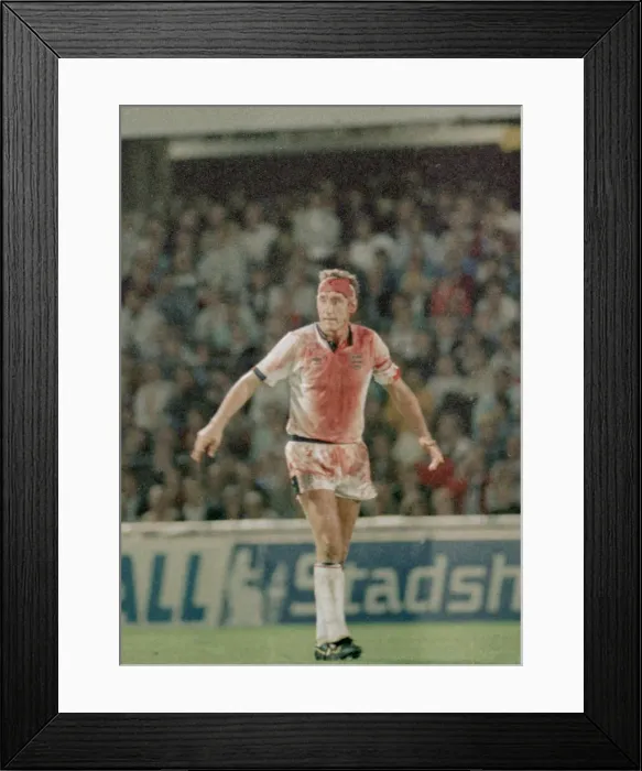 Framed Print : 6 September 1989, Sweden v England. Terry Butcher seen here at the end of Englands vital Framed Print : 6 September 1989, Sweden v England. Terry Butcher seen here at the end of Englands vital