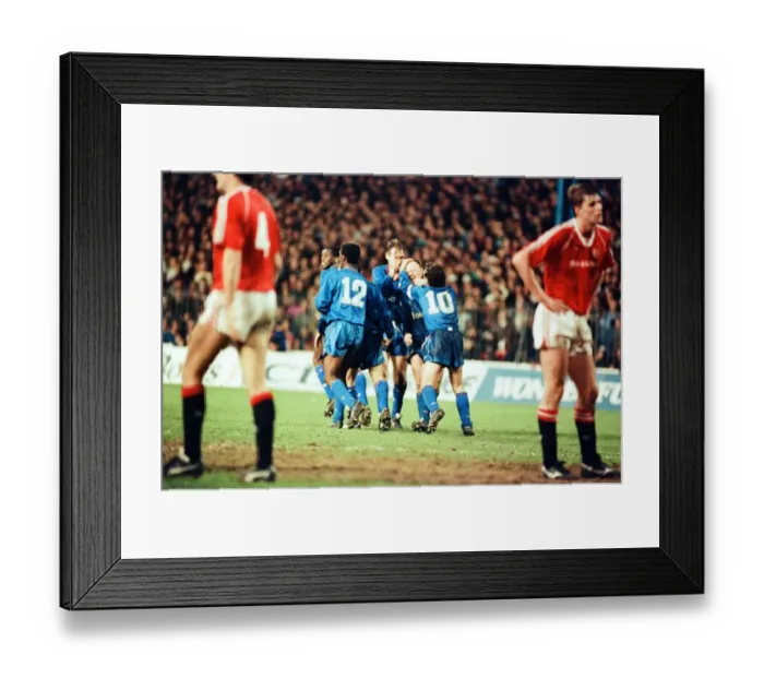 Framed Print : FA Cup Replay. Manchester United 2 v. Oldham Athletic 1. 11th April 1990 Framed Print : FA Cup Replay. Manchester United 2 v. Oldham Athletic 1. 11th April 1990