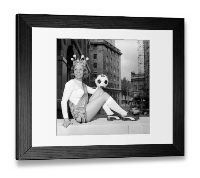 Framed Print : Miss Goal. Britaines No. 1 Girl Football Fan. At the Waldorf Hotel in London Ten