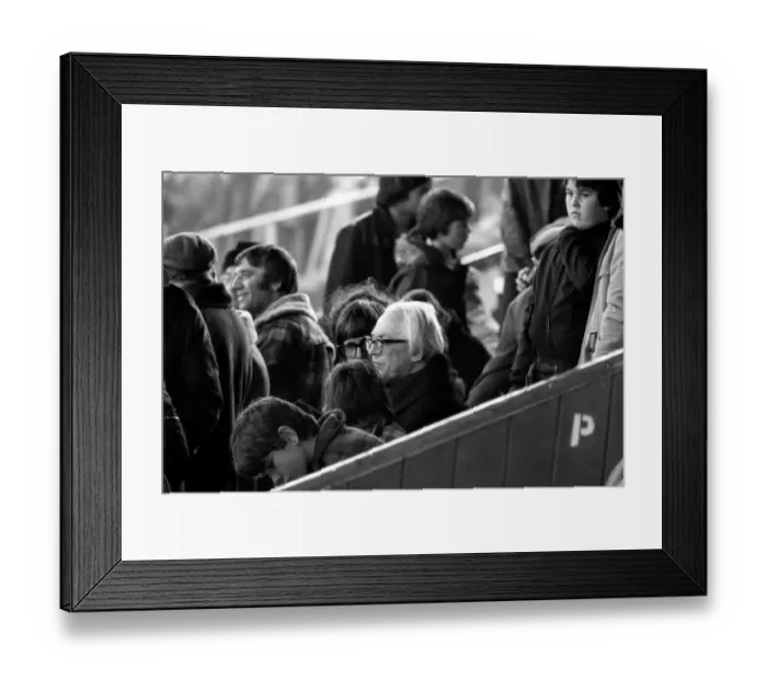 Framed Print : Politics: Leader of the Labour Party. Michael Foot watches Plymouth Argyle playing Framed Print : Politics: Leader of the Labour Party. Michael Foot watches Plymouth Argyle playing