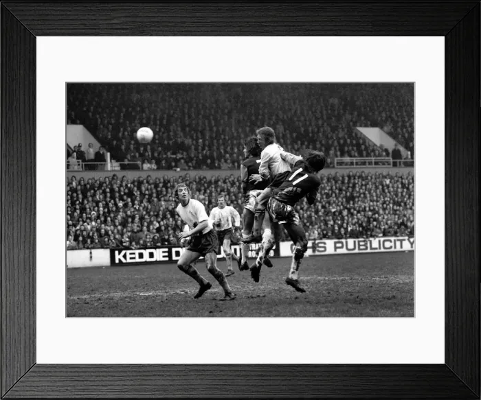 Framed Print : Football: West Ham vs. Burnley F. C. Burnleys Billy Ingham gets sandwiched between